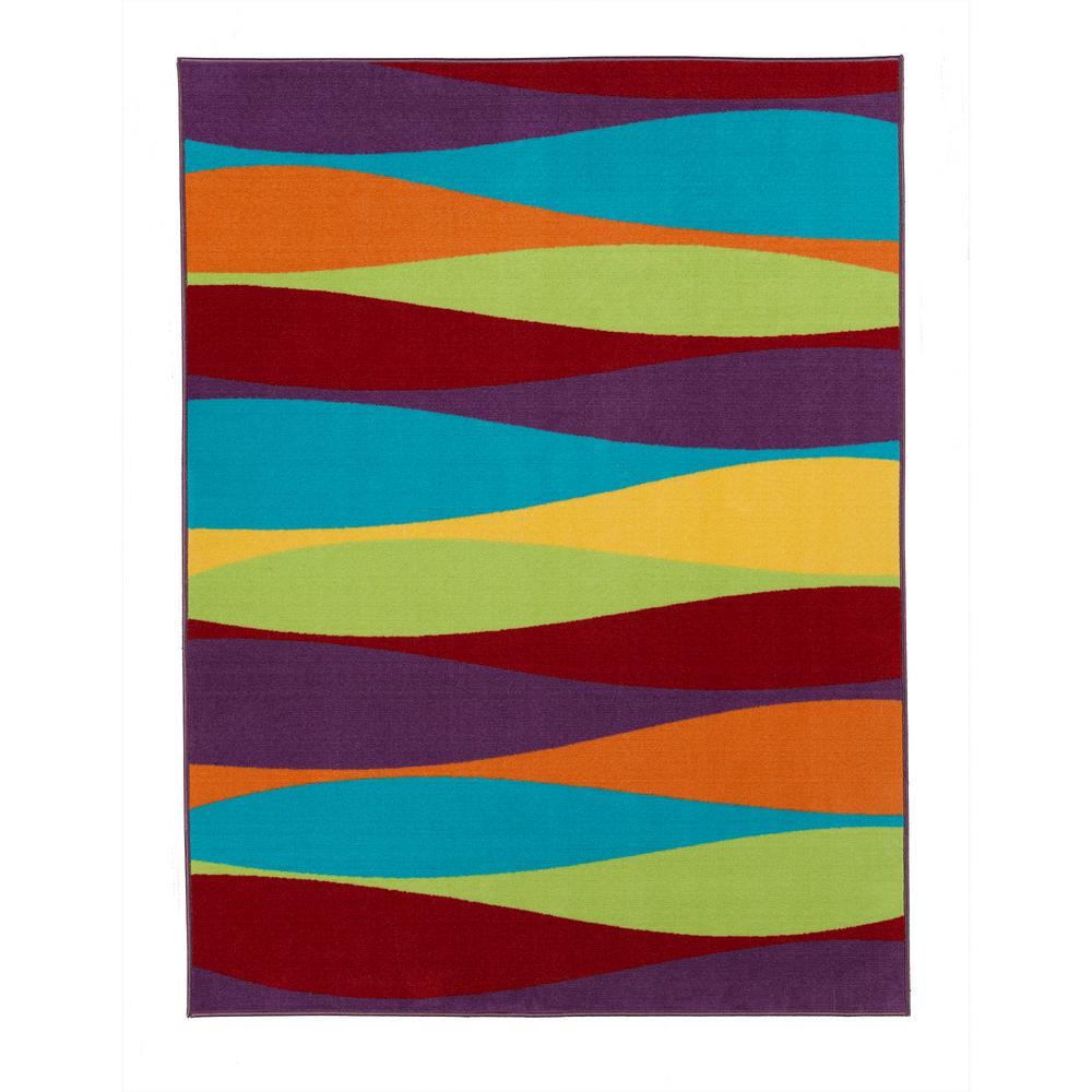 Ottomanson Rainbow Collection Multicolor 5 ft. x 7 ft. Striped Design