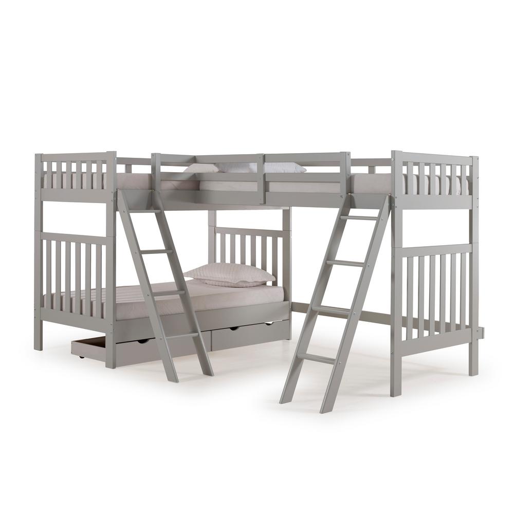 Alaterre Furniture Aurora Dove Gray Twin Over Twin Bunk Bed With