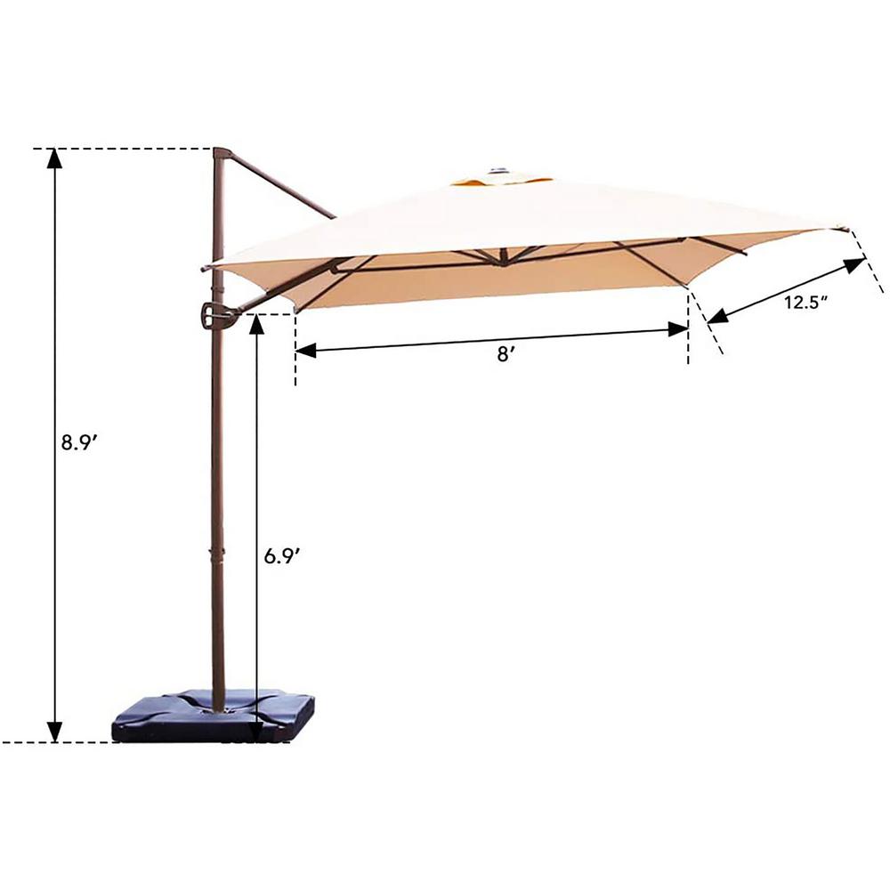 Abba Patio 8 Ft X 12 5 Ft Aluminum Cantilever Patio Umbrella With Cross Base In Beige Hdabbamrc8126be The Home Depot