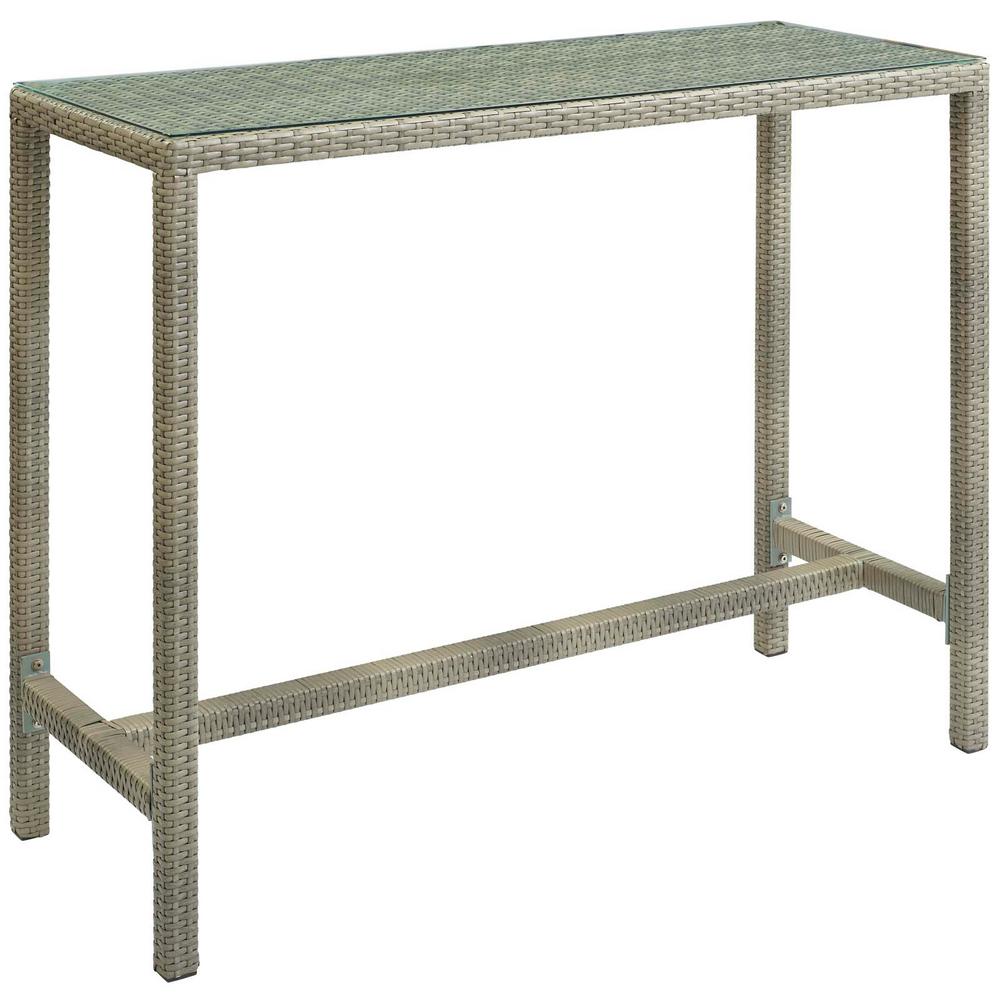 MODWAY Conduit Wicker Outdoor Bar Height Outdoor Dining Table in Light