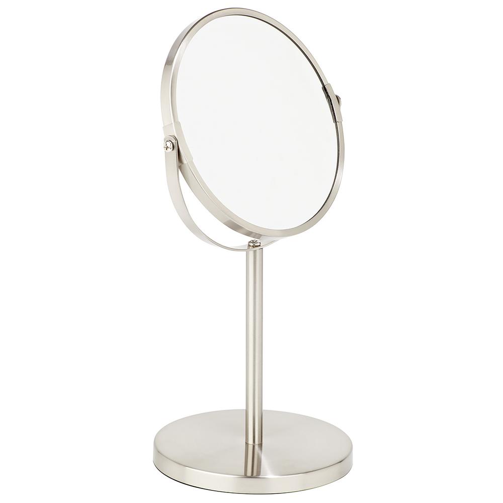 Bath Bliss 7 in. Dual Sided 5X Magnification Vanity Mirror in Satin
