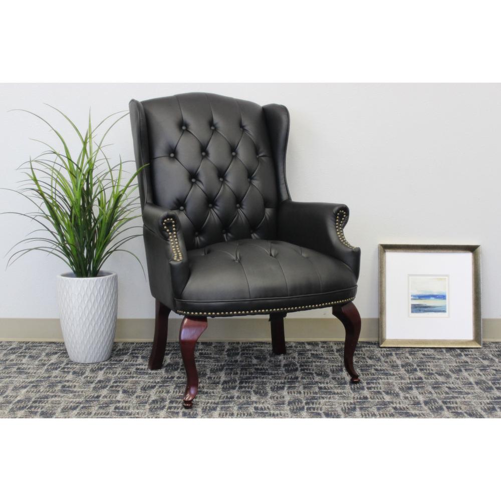 Boss Black Vinyl Wingback Guest Chair B809 Bk The Home Depot Boss Black Vinyl Wingback Guest Chair
