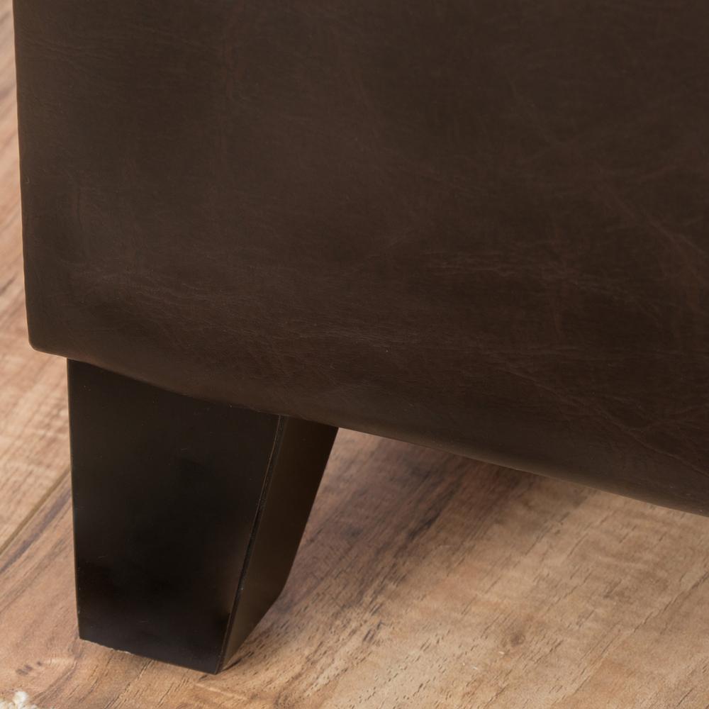 Noble House Lanister Brown Pu Leather Large Storage Bench 7728