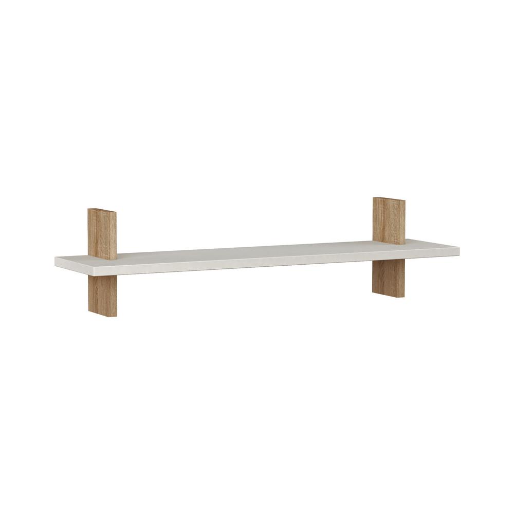 Wigo White And Oak Modern Wall Shelf