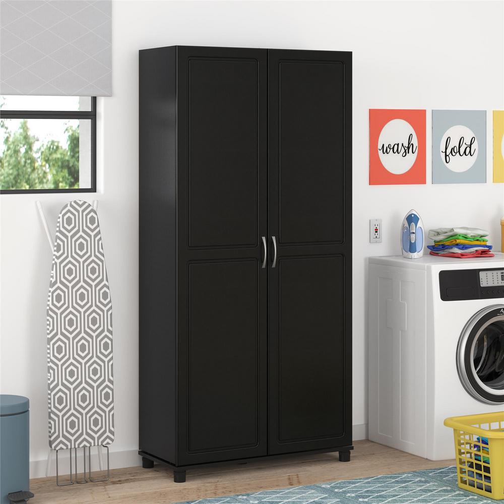 Ameriwood Home Trailwinds 36 in. Obsidian Black Utility Storage Cabinet ...