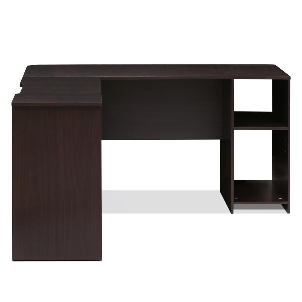 Indo Espresso L Shaped Desk With Bookshelves