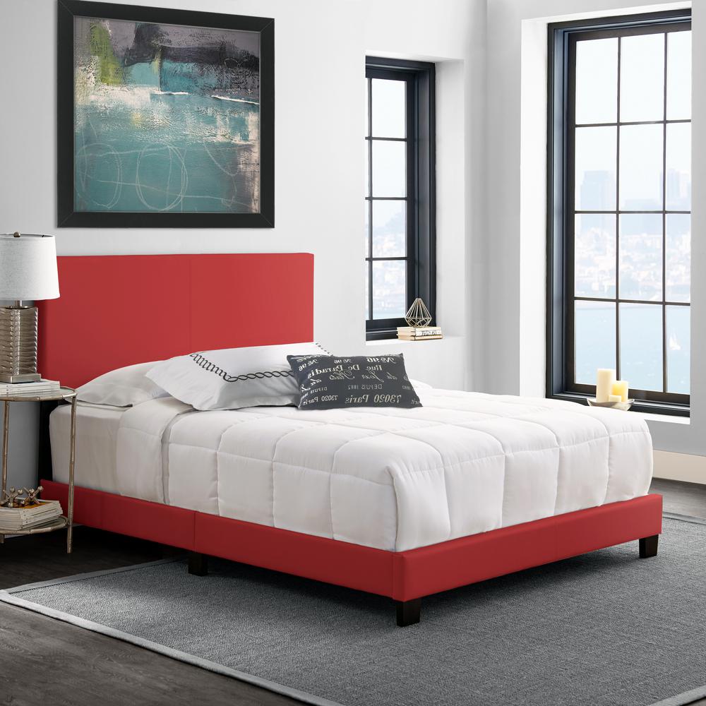 Barrett Red Queen Faux Leather Upholstered Platform Bed Frame