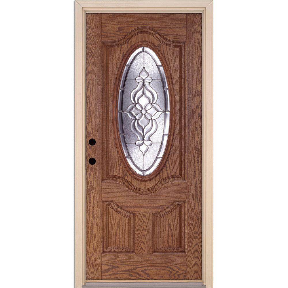 Feather River Doors 37.5 in. x 81.625 in. Lakewood Zinc 3/4 Oval Lite