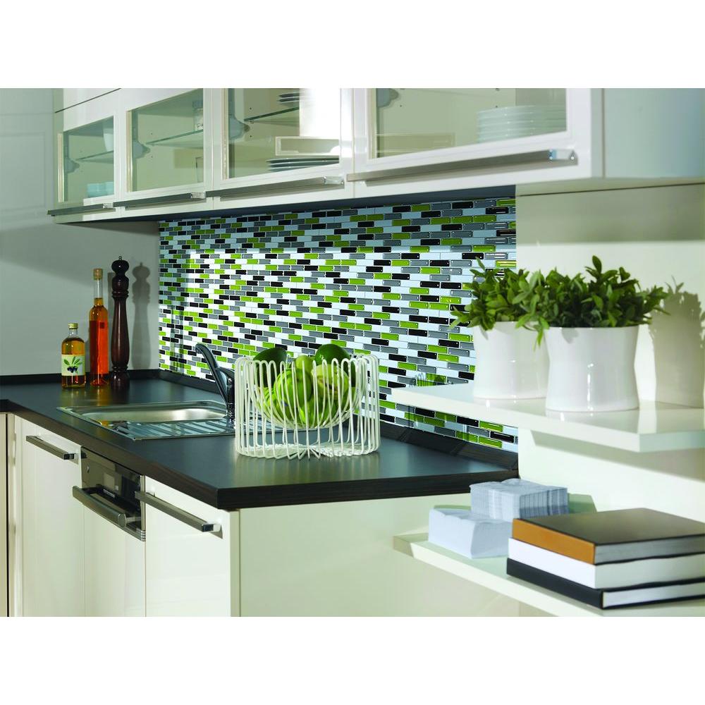 Smart Tiles Murano Verde 1020 In W X 910 In H Peel And Stick Decorative Mosaic Wall Tile 1416