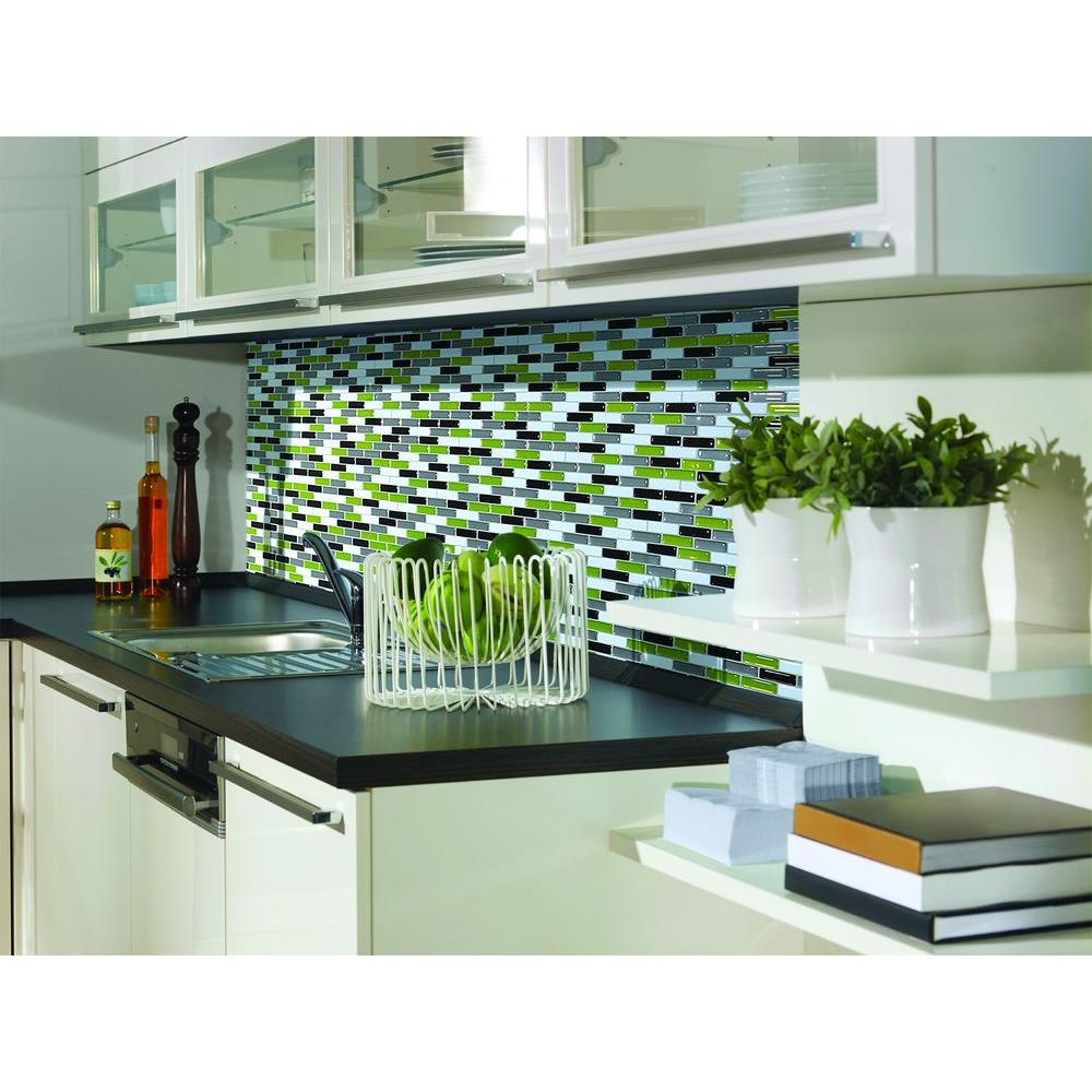 Smart Tiles Murano Verde 10 20 In W X 9 10 In H Peel And Stick 