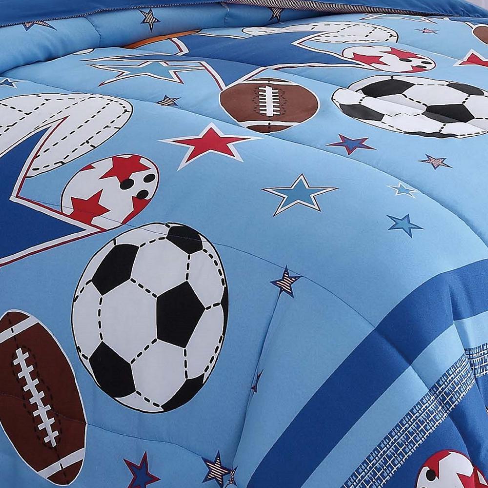 My World Sports 2 Piece Blue Sports Twin Comforter Set Cs8997tw