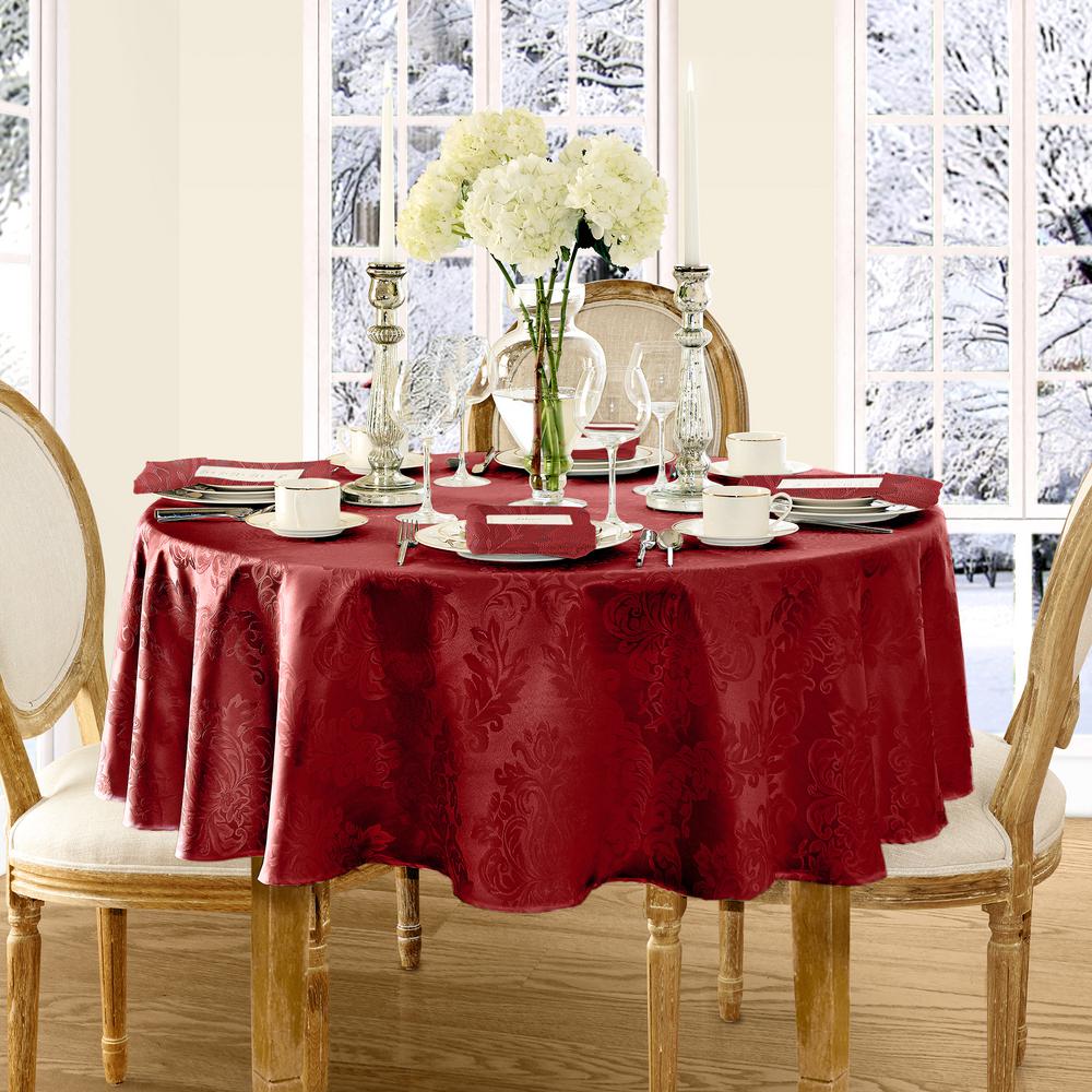 Elrene Home Fashions 90 In. Round Red Elrene Barcelona Damask Fabric ...