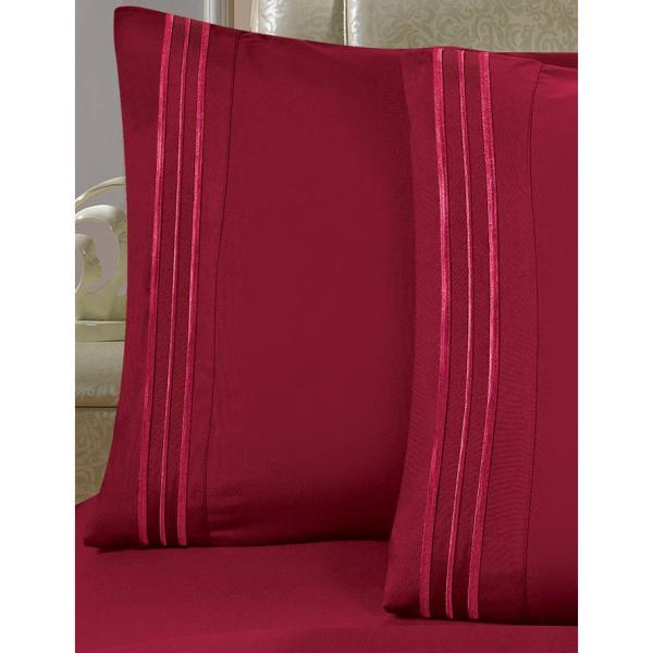 Elegant Comfort 4 Piece Burgundy Solid Microfiber California King