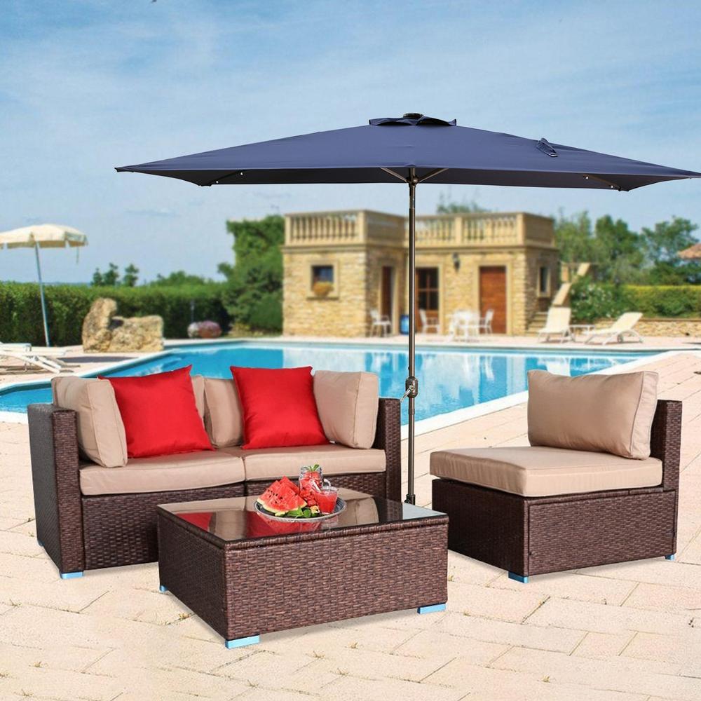 Sunbrella Blue Patio Umbrellas Patio Furniture The Home Depot