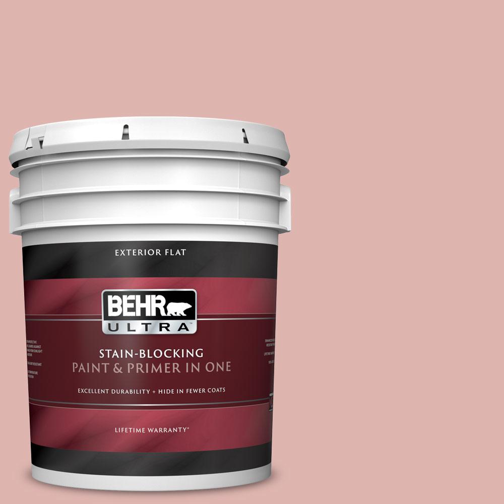 BEHR ULTRA 5 gal. S1602 Pink Quartz Flat Exterior Paint and Primer in
