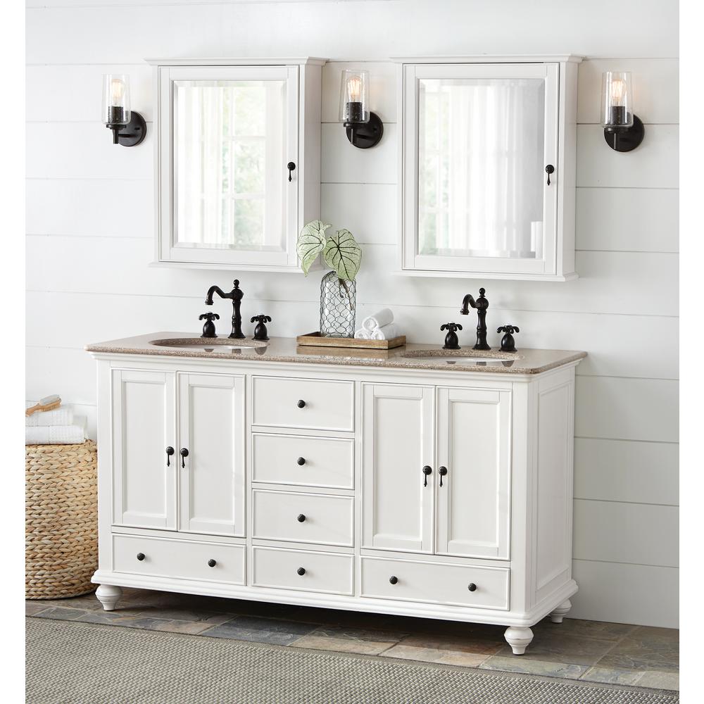 Home Decorators Collection Newport 24 In W X 28 In H Framed Bathroom Cabinet In Ivory 9390600410 The Home Depot