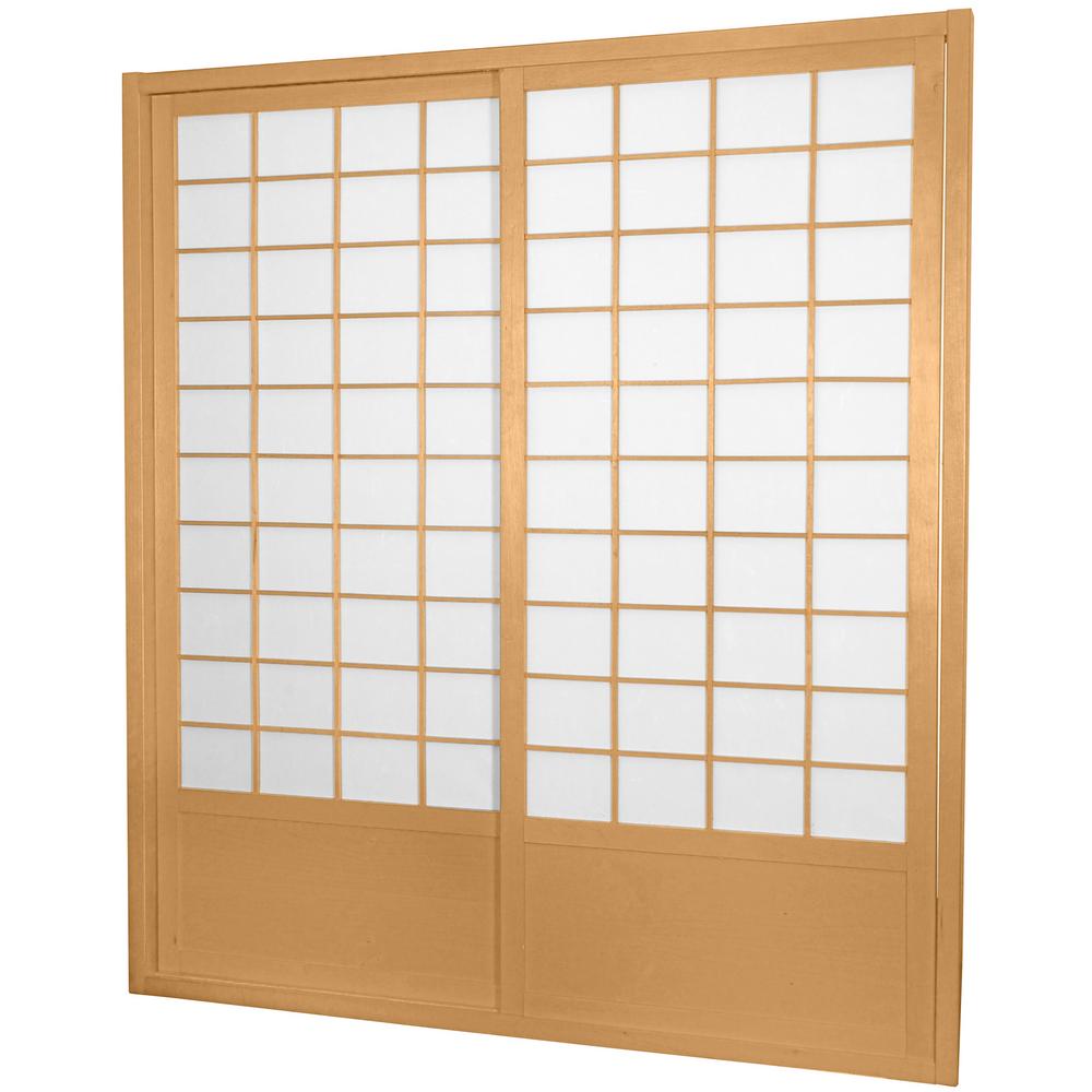 Oriental Furniture 7 Ft Natural Shoji 2 Panel Sliding Door Shoji