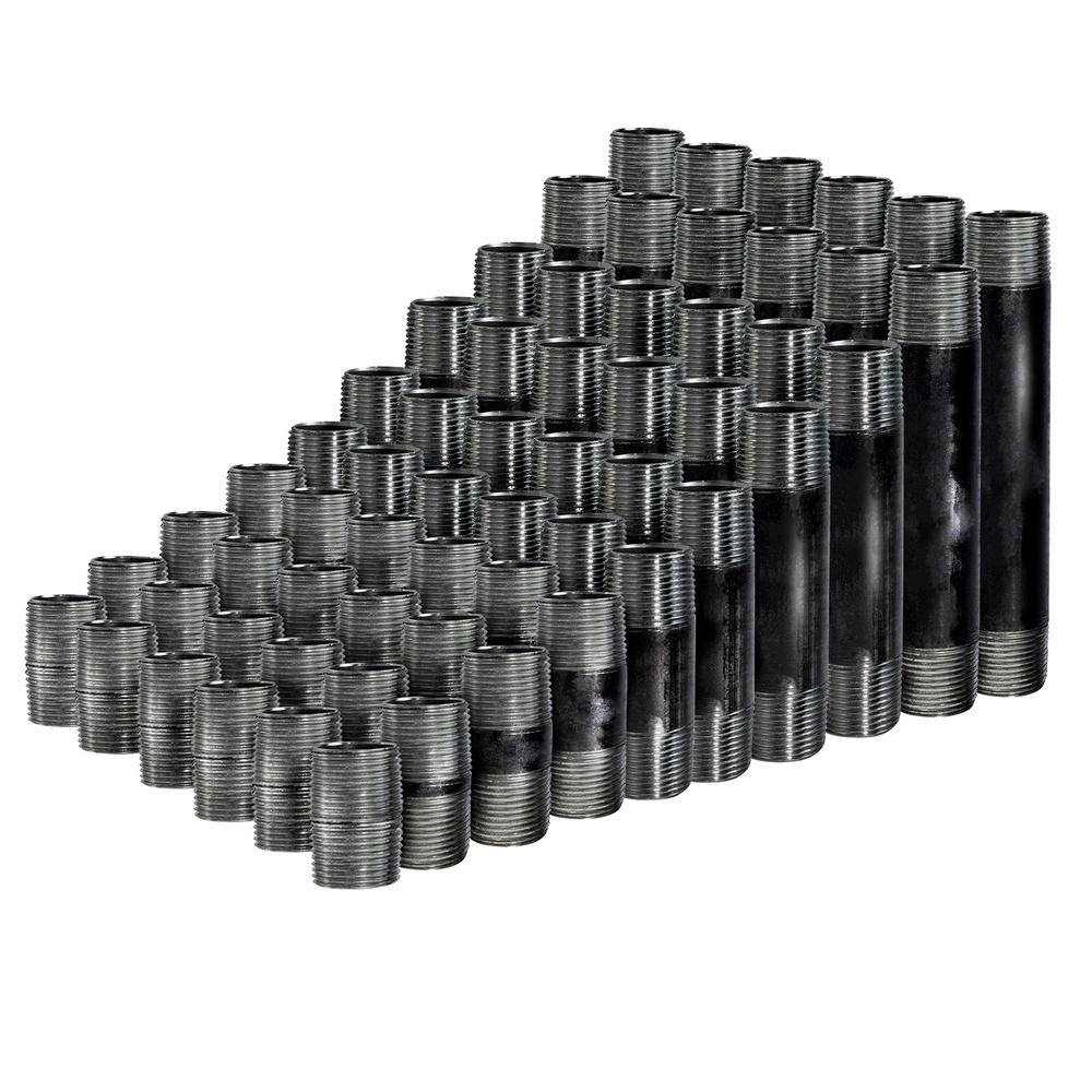 The Plumber's Choice 1/2 in. Black Steel Pipe Nipple Assortment