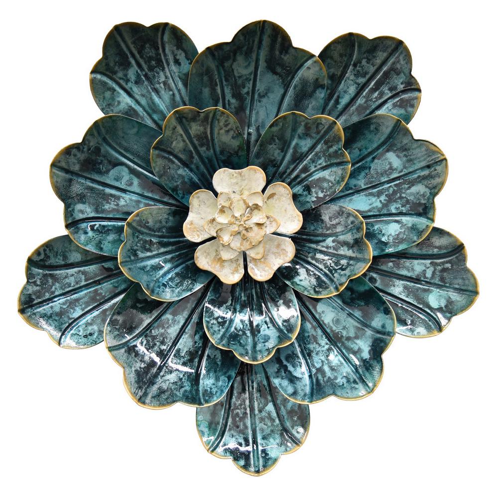 Three Hands 11 In Metal Flower Wall Decor Blue 10695 The Home Metal Flower Wall Decor In Blue