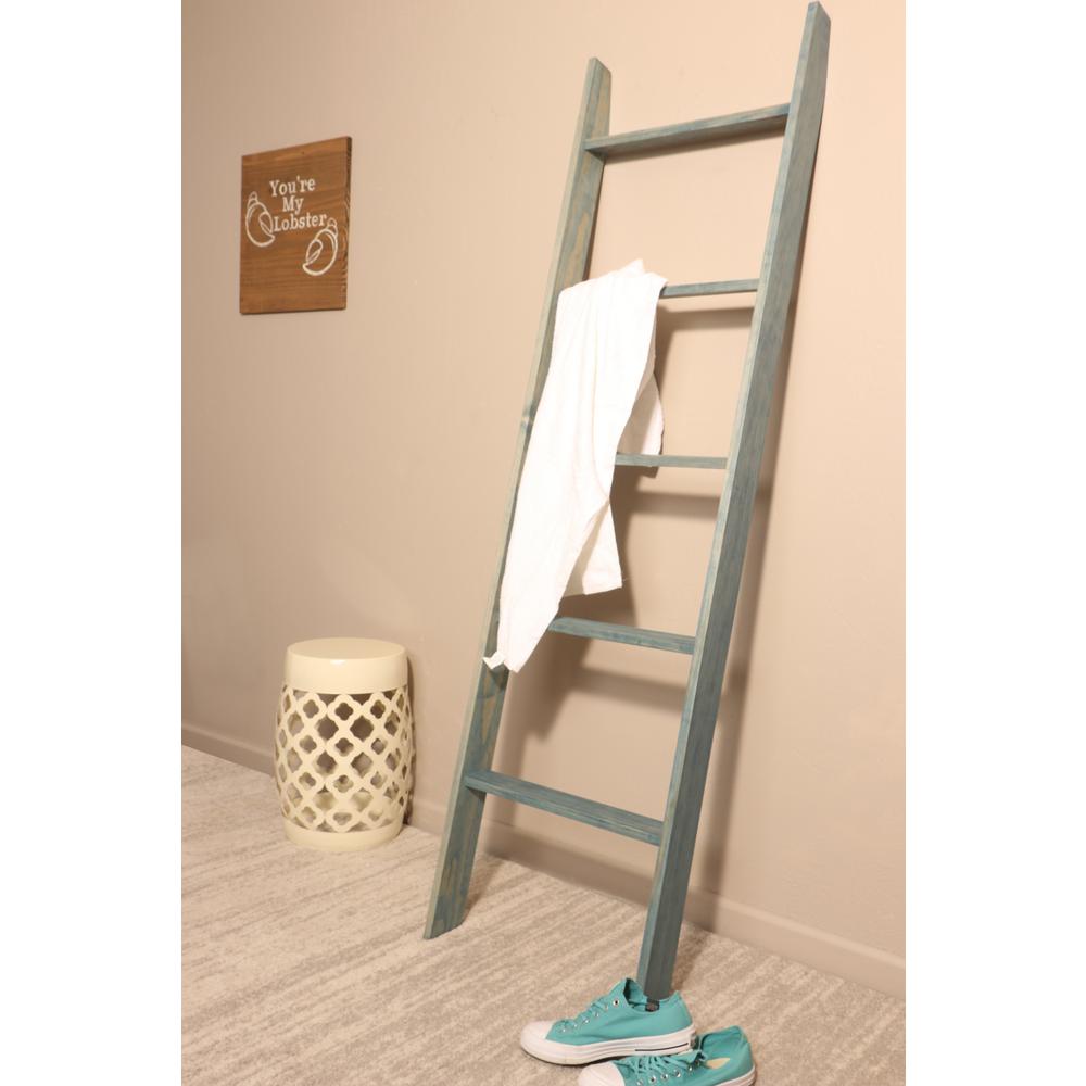 Brandtworks 72 In X 20 In Blue Beach Decorative Blanket Ladder