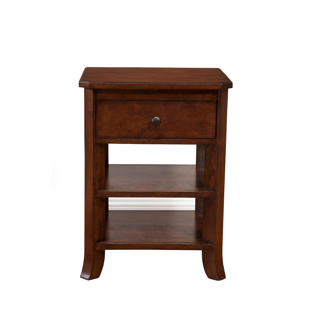 Unbranded Baker 1 Drawer 2 Open Shelves Mahogany Nightstand 977 02 The Home Depot