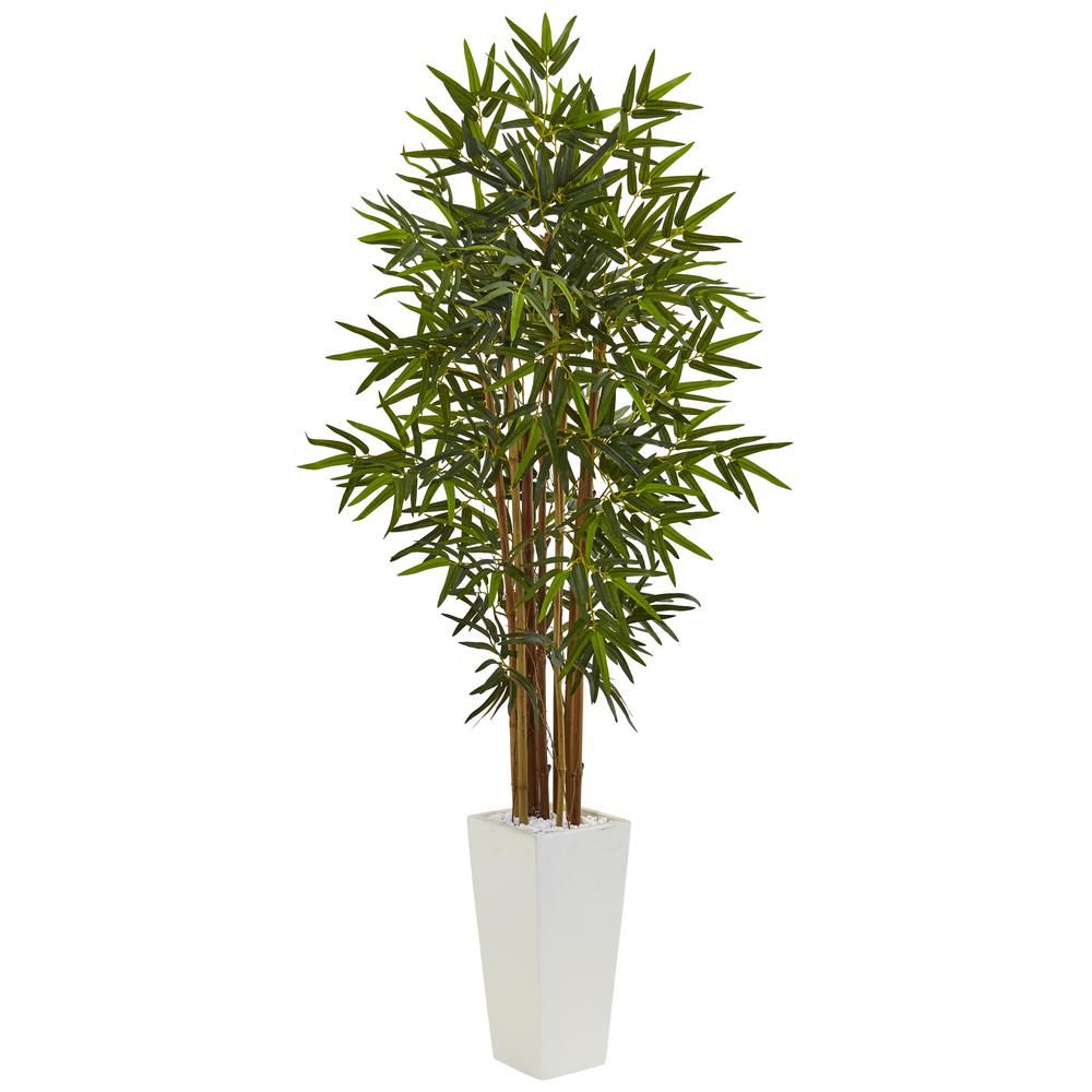 Nearly Natural Indoor Bamboo Artificial Tree in White ...