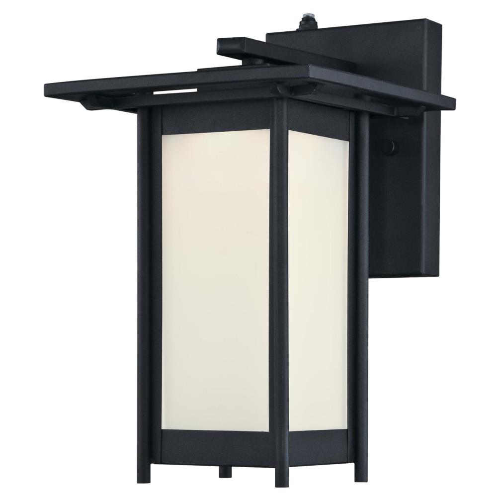 Dusk To Dawn Rustic Outdoor Wall Mounted Lighting Clarissa Led 1 Light Textured Black Outdoor Integrated Wall Mount Lantern With Dusk To