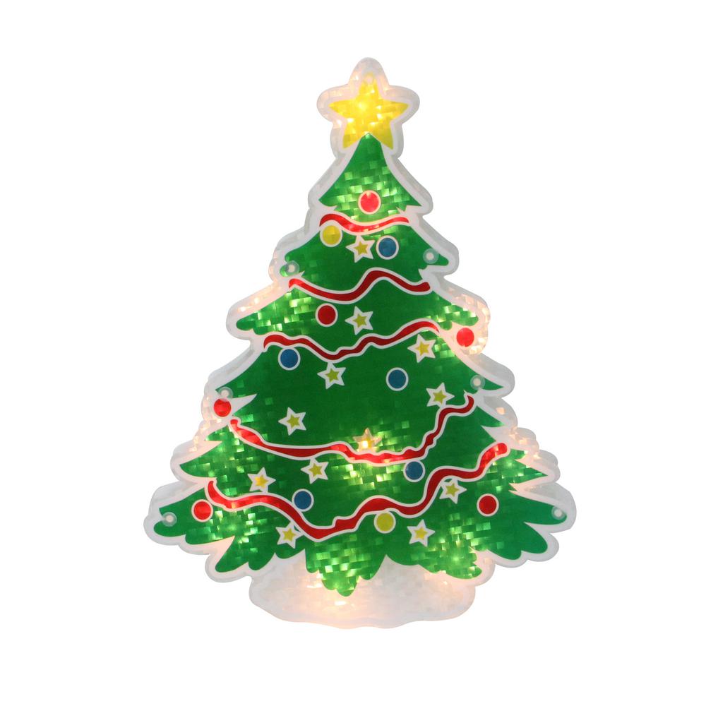 Northlight 12.5 in. Lighted Holographic Christmas Tree Window ...