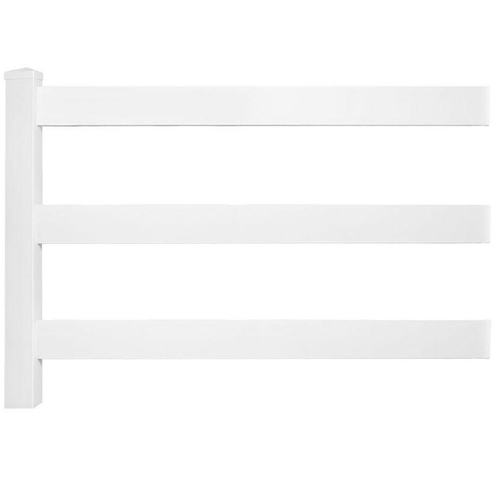 Weatherables 48 In H X 320 Ft L 3 Rail White Vinyl Complete Ranch Rail Fence Project Pack Pwhf 3r6 5 320 The Home Depot