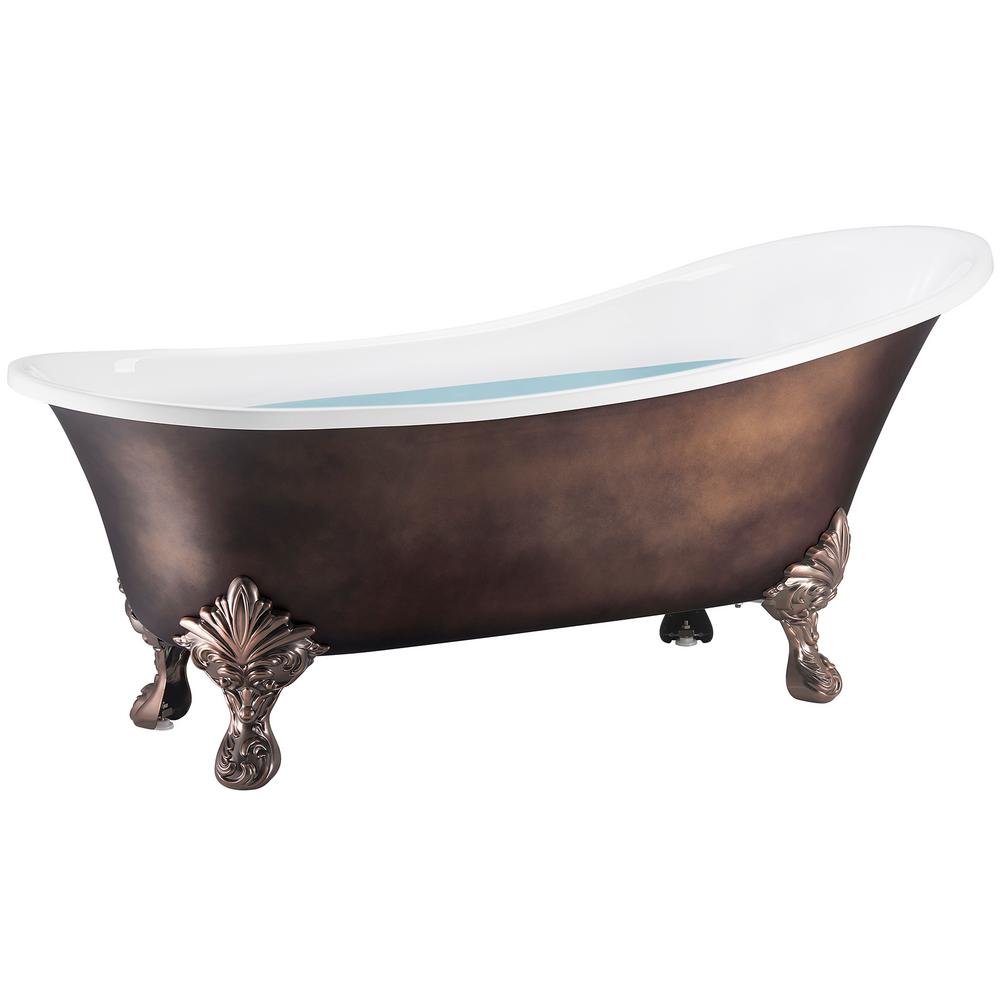 AKDY 69 in. Acrylic Double Slipper Clawfoot NonWhirlpool Bathtub in