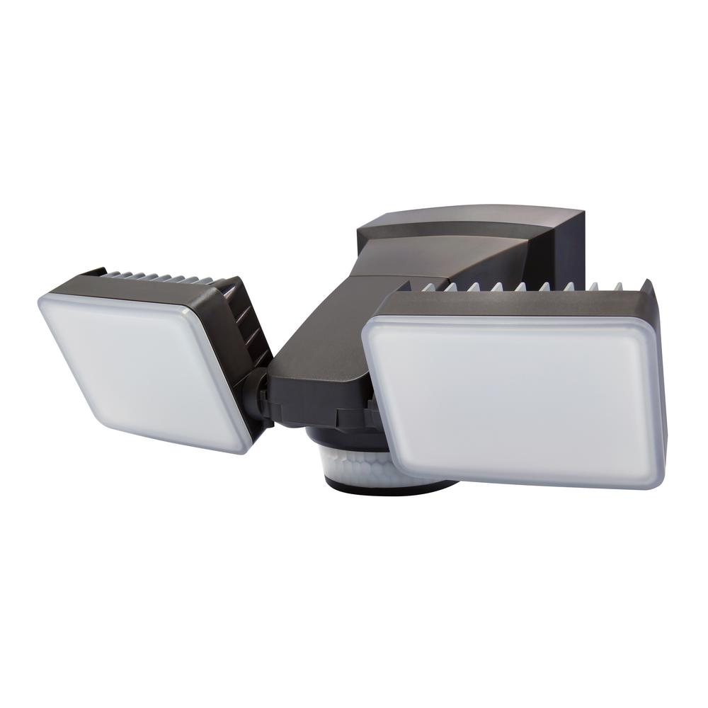 Yes Timer Flood And Spot Lights Outdoor 240 Degree Bronze Motion Activated Outdoor Integrated Led Twin Flood Lights With 2000 Lumens