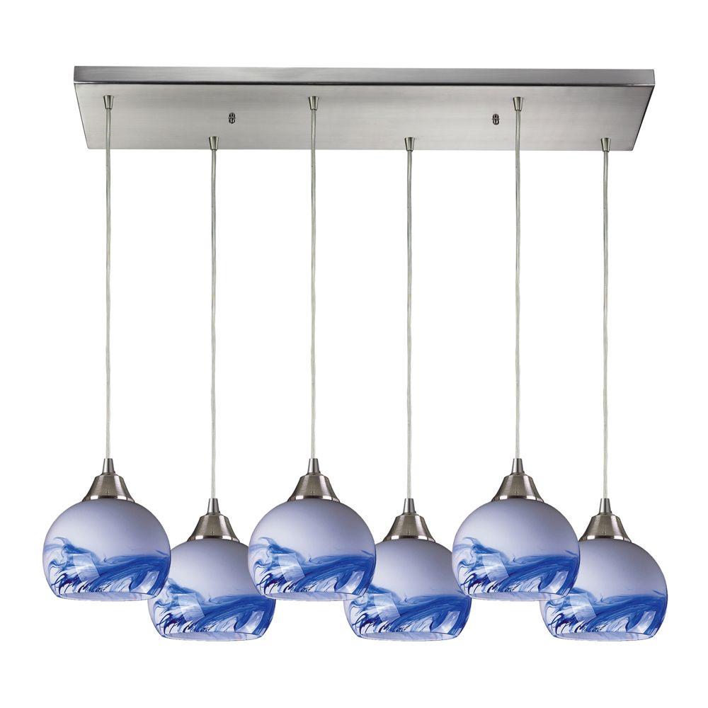 Titan Lighting Mela 6 Light Satin Nickel Ceiling Mount Pendant Tn 8314 The Home Depot