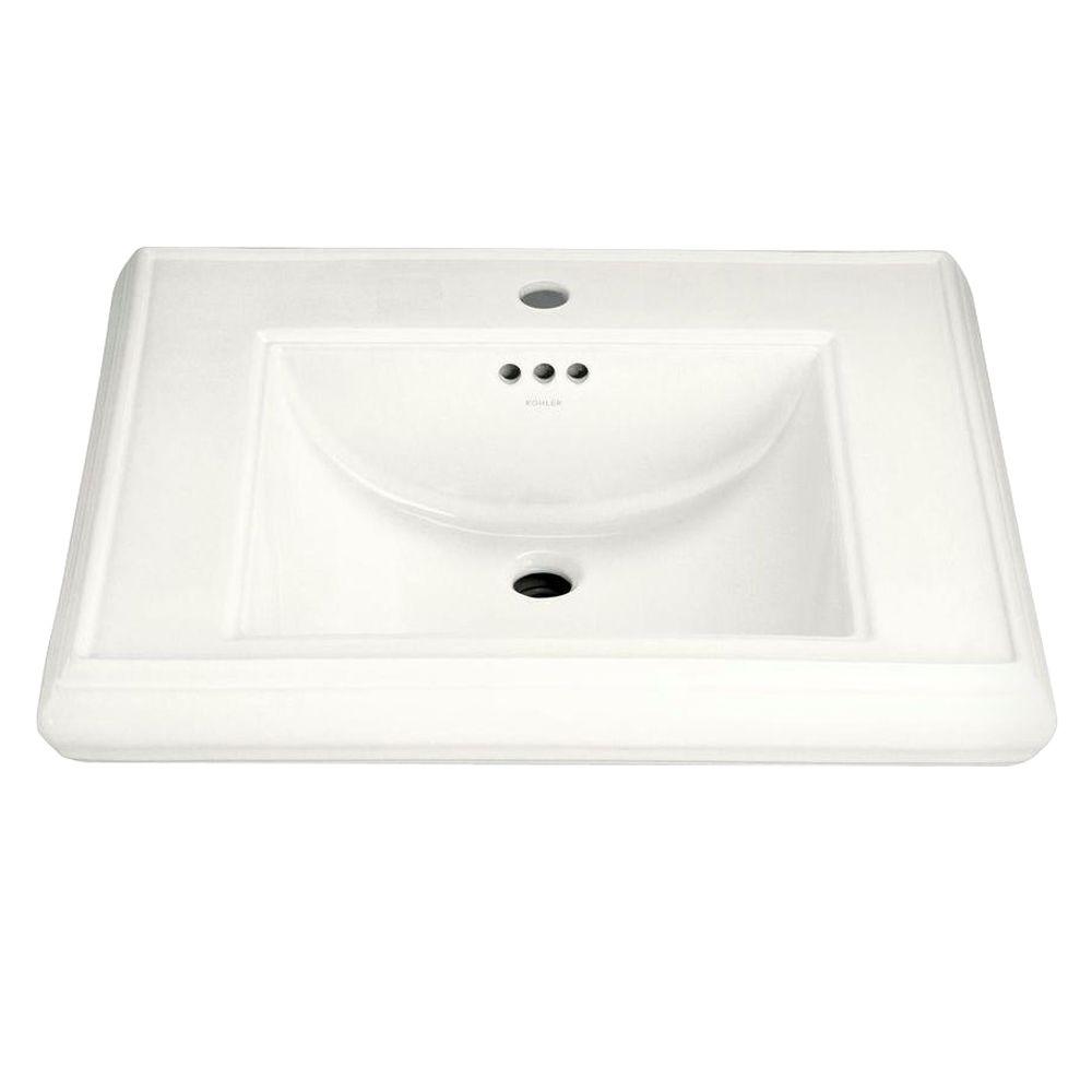 KOHLER Memoirs 5-3/8 in. Ceramic Pedestal Sink Basin in White with Overflow Drain