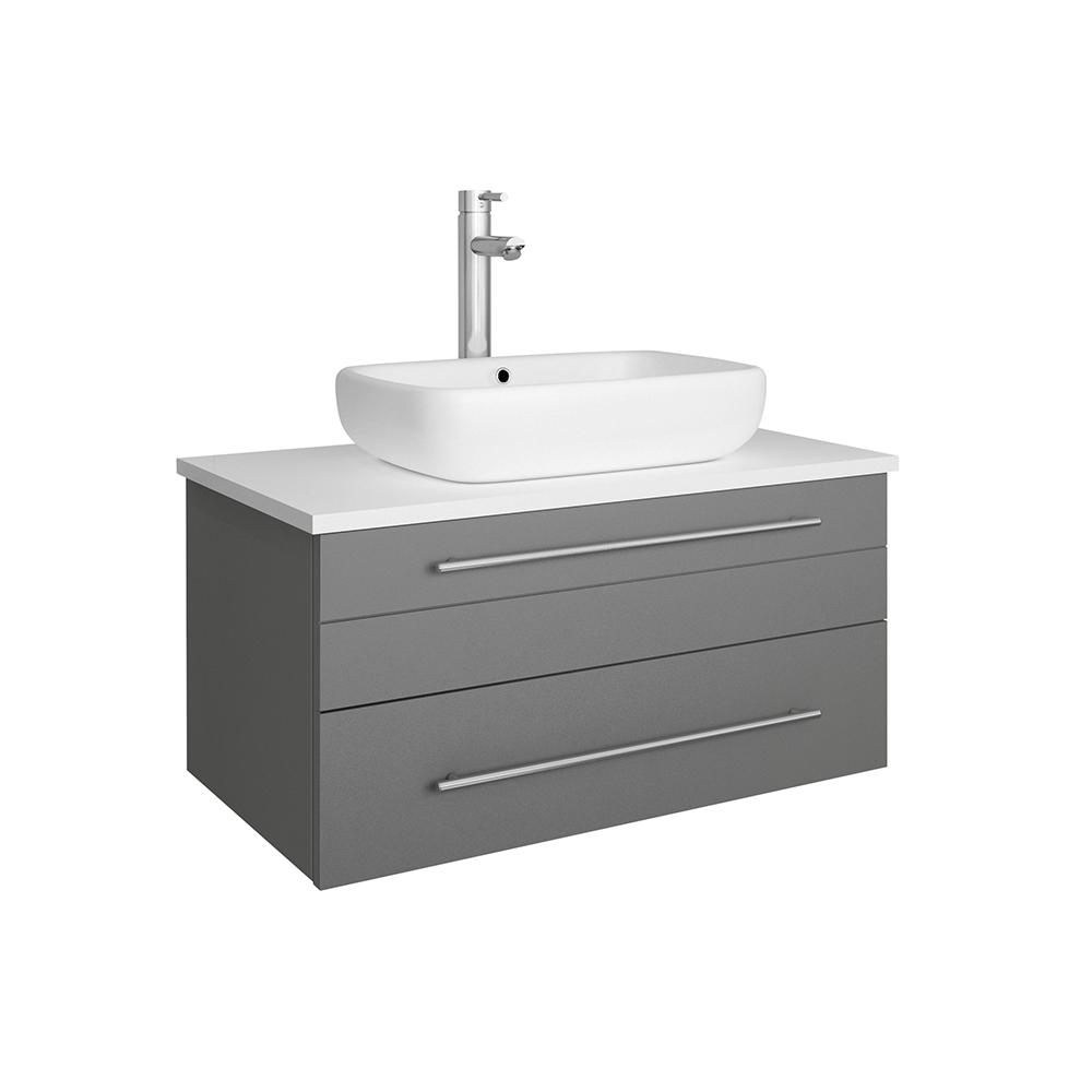 Fresca Lucera 30 In W Wall Hung Bath Vanity In Gray With Quartz Stone Vanity Top In White With White Basin Fcb6130gr Vsl Cwh V The Home Depot