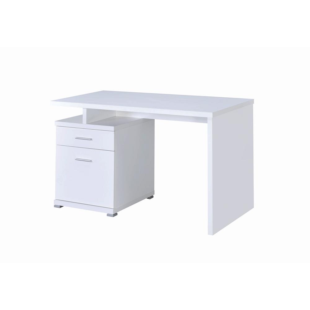 Coaster Office Desk With Cabinet White 800110 The Home Depot