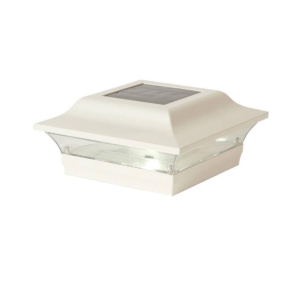 Classy Caps 4 in. x 4 in. White Aluminum Imperial Outdoor Solar Post