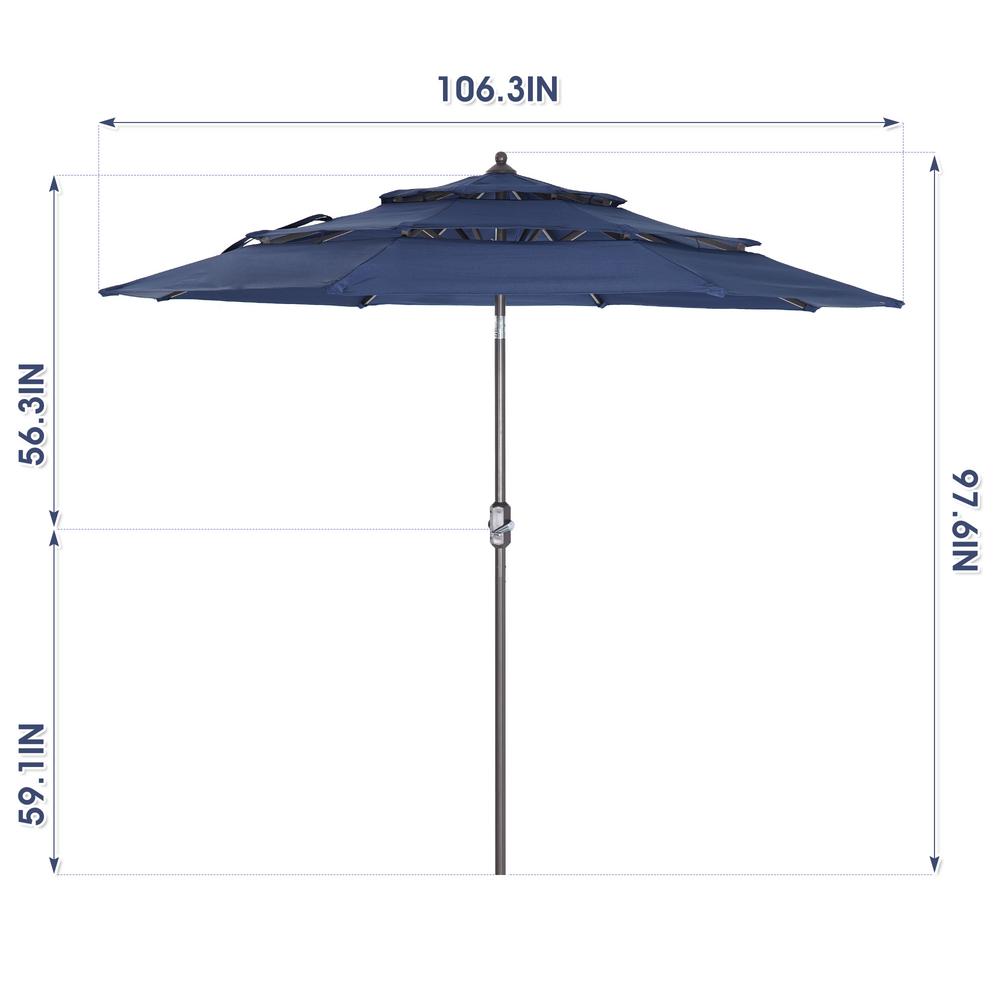 Casainc 8 86 Ft Steel Round Market Solar Tilt Half Patio Umbrella In Navy Blue Wf W41921423 The Home Depot