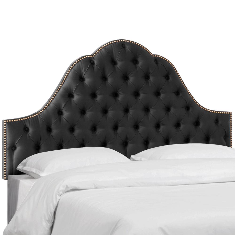 Skyline Furniture Shantung Black California King Nail On Tufted Shantung Black California King Nail On Tufted Arch Headboard