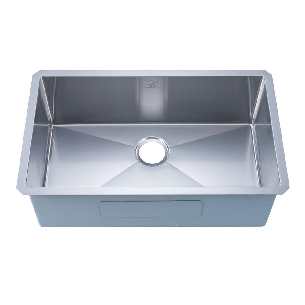 Stufurhome Nationalware Undermount 18 Gauge Stainless Steel 30 In Single Bowl Kitchen Sink In Stainless Steel With Strainer