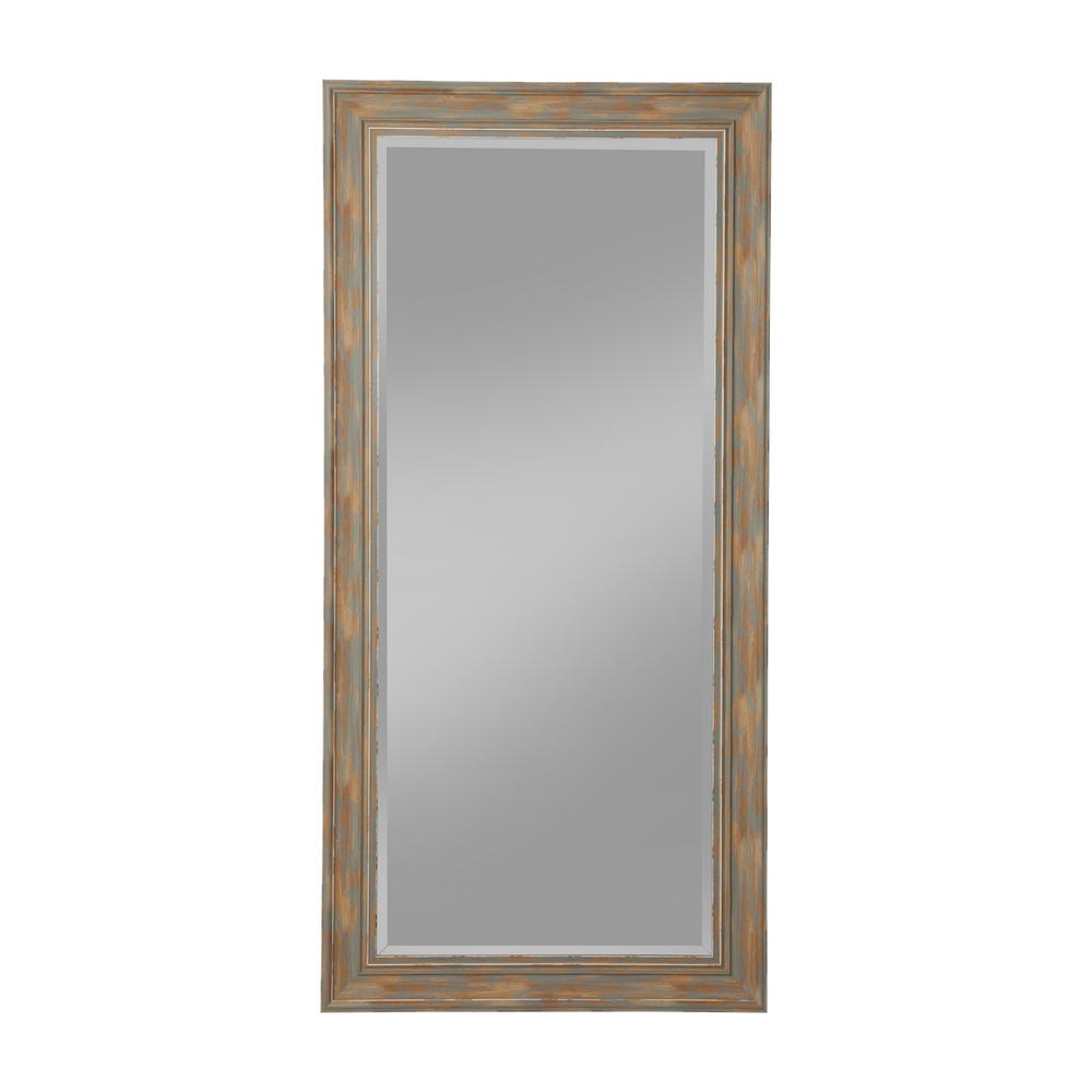 Blue Rectangle Plastic Mirrors Wall Decor The Home Depot Farmhouse Antique Turquoise Full Length Leaner Mirror