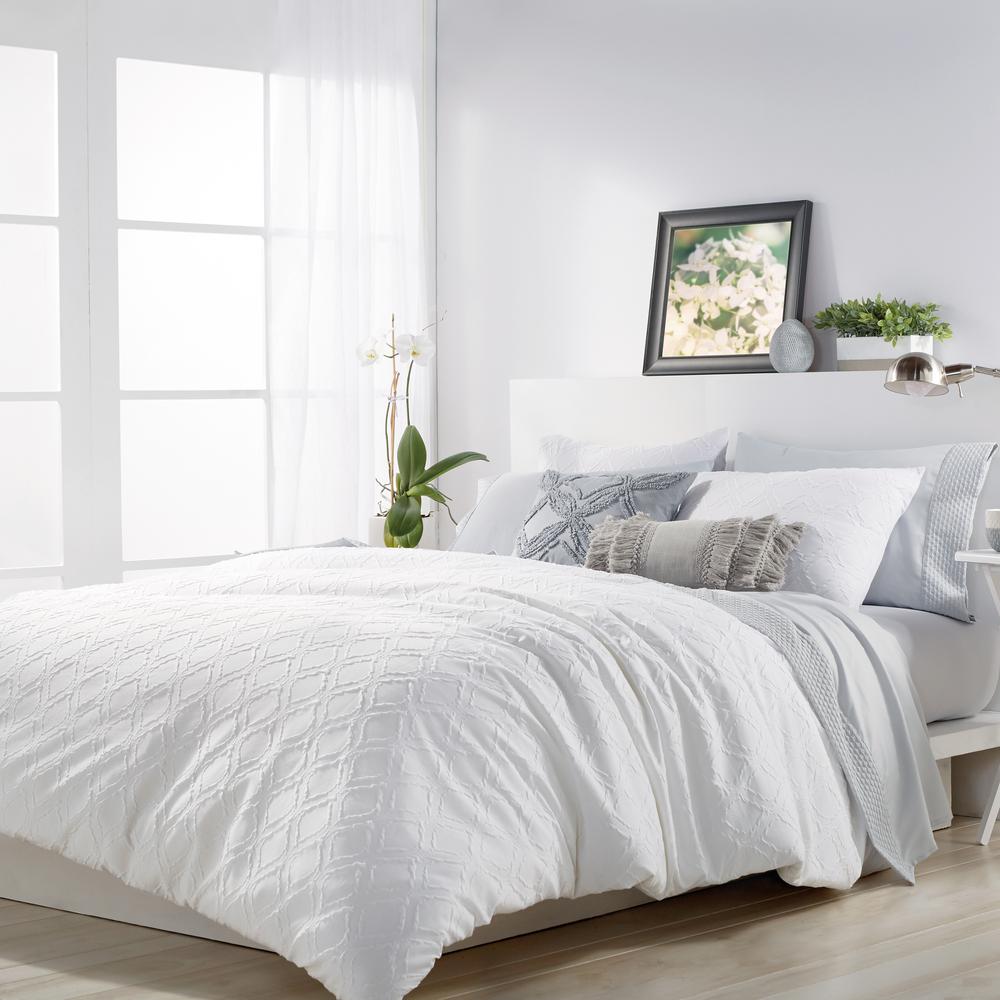 3 Piece White Full Queen Comforter Set 2a8644c3wt The Home Depot