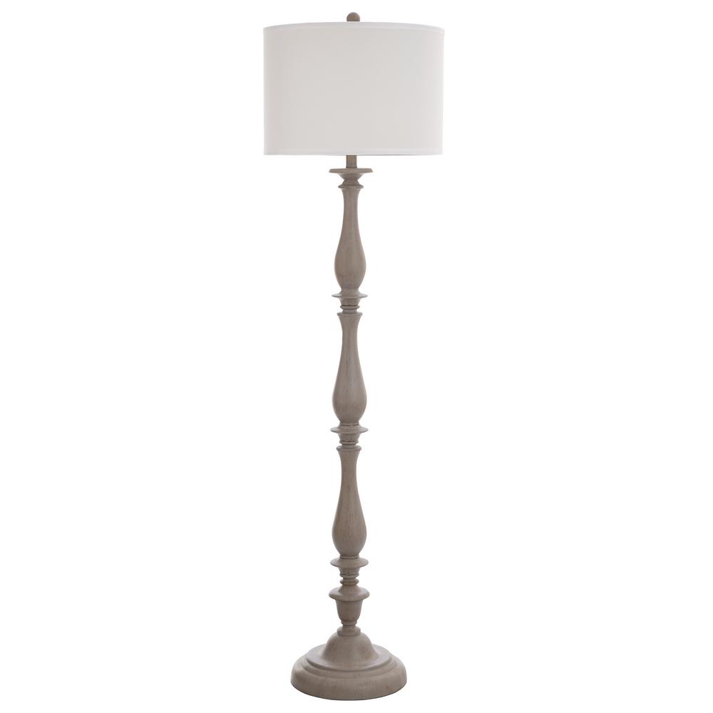 Stylecraft 61 In Distressed Gray Floor Lamp With Taupe Hardback Silk Shade