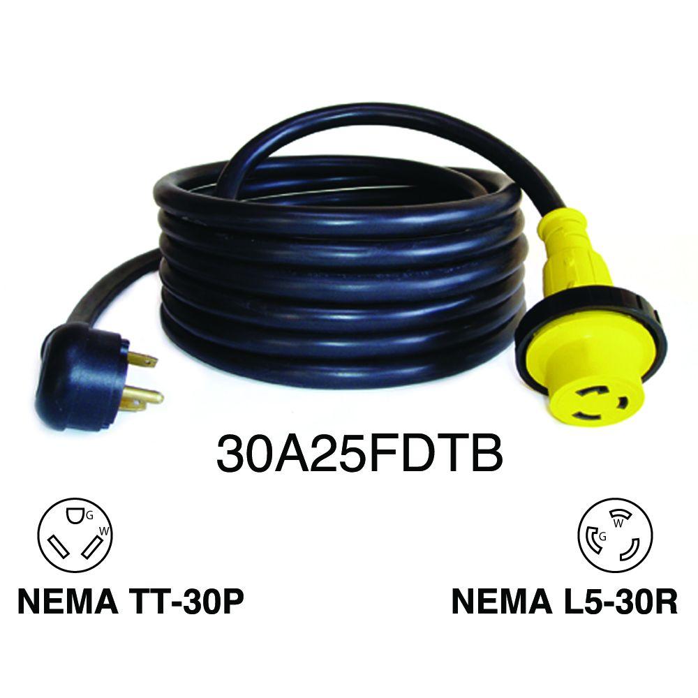 Mighty Cord 25 ft. 30 Amp RV Detachable Power Cord30A25FDTB The Home