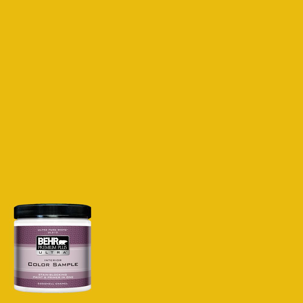 BEHR Premium Plus Ultra 8 oz. 390B7 Lemon Lime Eggshell Enamel Interior Paint and Primer in