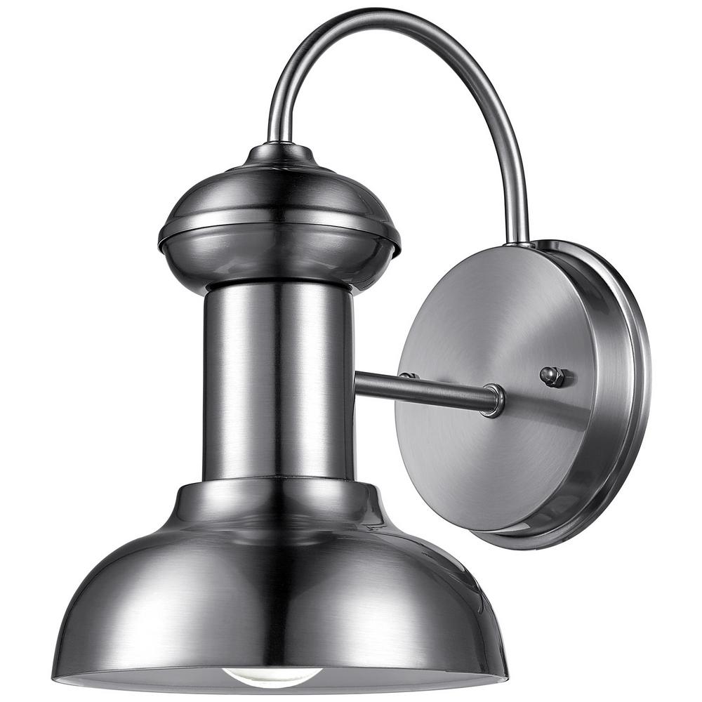 Globe Electric Lunes 1 Light Brushed Steel Indoor Outdoor Downward Globe Electric Lunes 1 Light Brushed Steel Indoor Outdoor Downward Wall Sconce