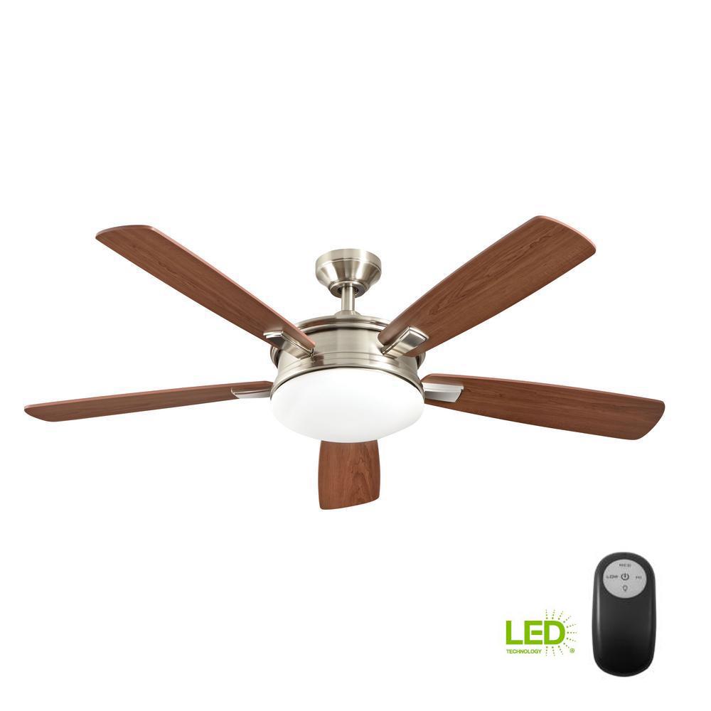 Home Decorators Collection Daylesford 52 In Led Indoor Nickel Ceiling Fan With Light Kit And Remote Control