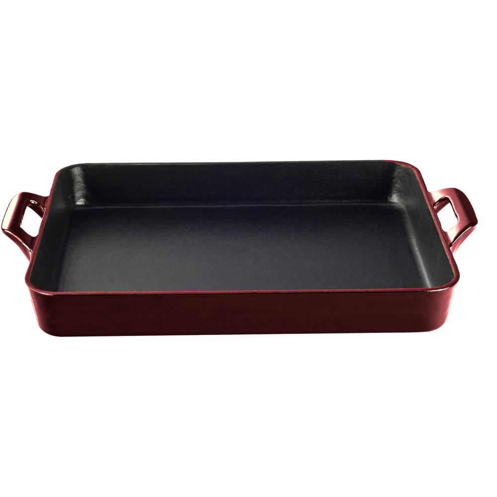 Cast Iron Roasting Broiler Pans Cookware The Home Depot Shallow Cast Iron Roasting Pan With Enamel In Ruby