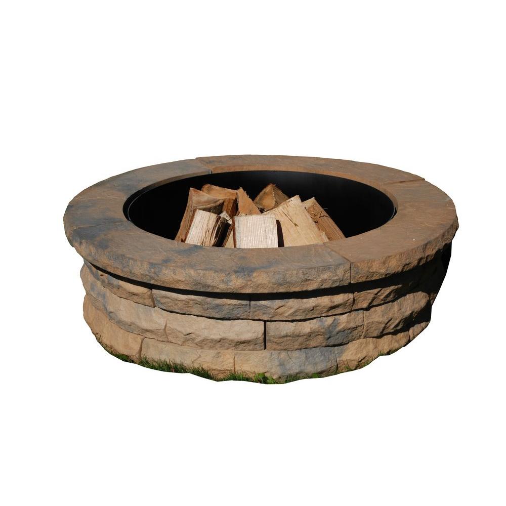 Nantucket Pavers Ledgestone 47 In Concrete Fire Pit Ring Kit Tan Variegated 72004 The Home Depot