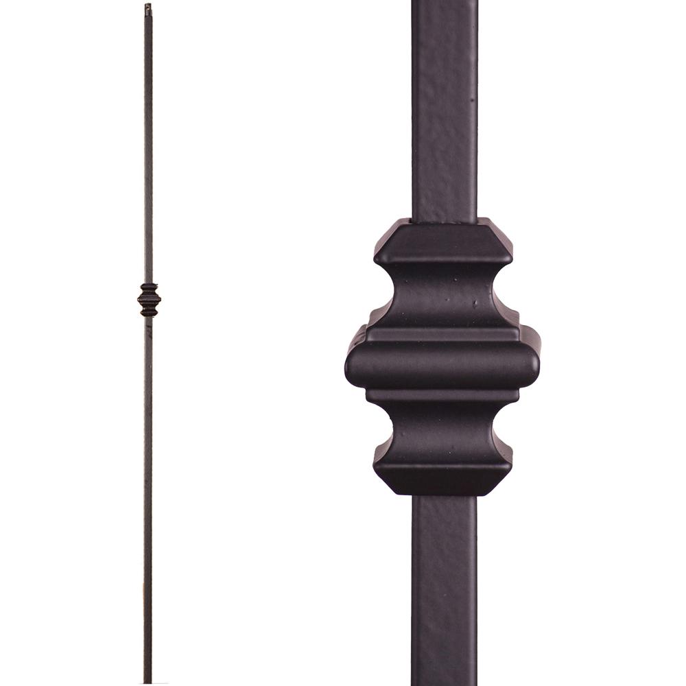 HOUSE OF FORGINGS Versatile 44 in. x 0.5 in. Satin Black Single Knuckle Hollow Wrought Iron ...