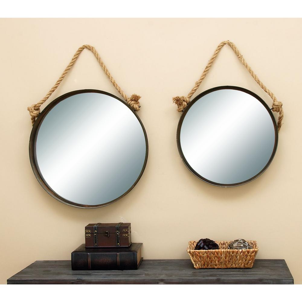 Suspended 2 Piece Deep Dish Framed Mirror Set - Wall Mirror Set Of 2 Suspended 2 Piece Deep Dish Framed Mirror Set - Wall Mirror Set Of 2